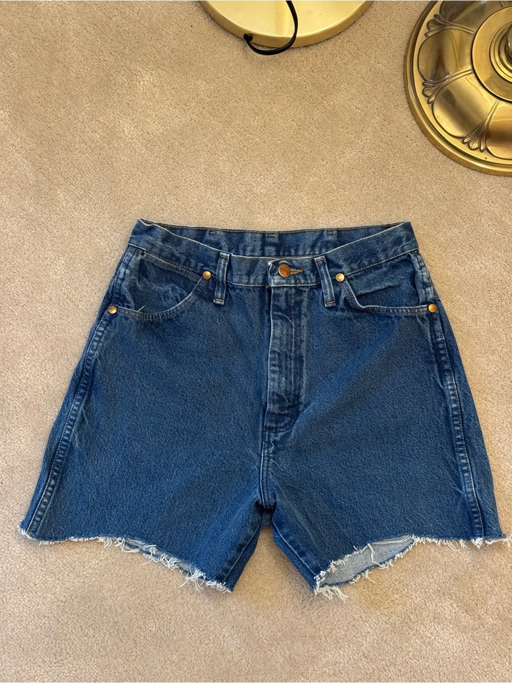 Wrangler High-Waist Dark Blue Cutoff Denim Shorts